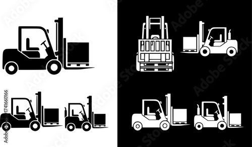 Set of forklift vector icon