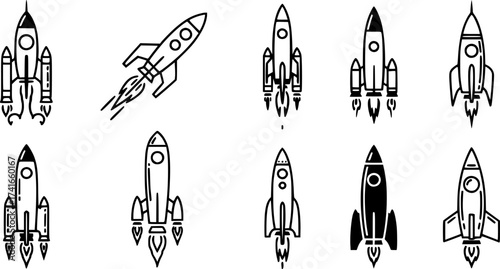 Set of rocket vector icon