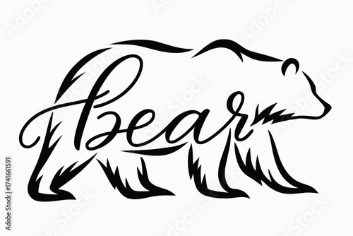 Stylized bear illustration with cursive text 'bear'  