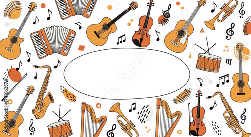 A Vibrant Collage of Musical Instruments and Notes Celebrating the Joy of Music and Melodies for Every Occasion