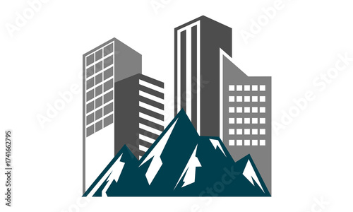 urban mountain cityscape logo vector illustration