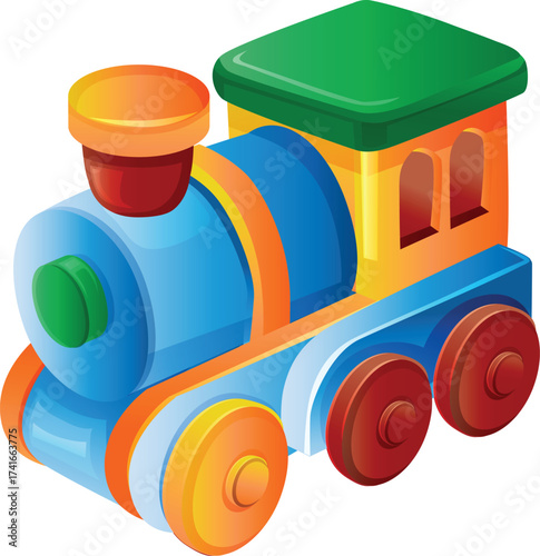 colorful train toy realistic style