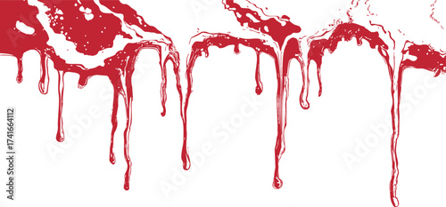 Red paint drips sketch, hand drawn vector with flowing liquid effect — stock vector
