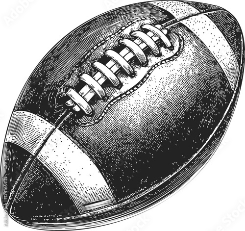 American football ball sketch, hand drawn vintage style detailed illustration — stock vector