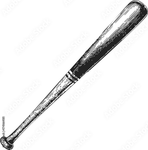 Baseball bat sketch hand drawn isolated on white background — stock vector