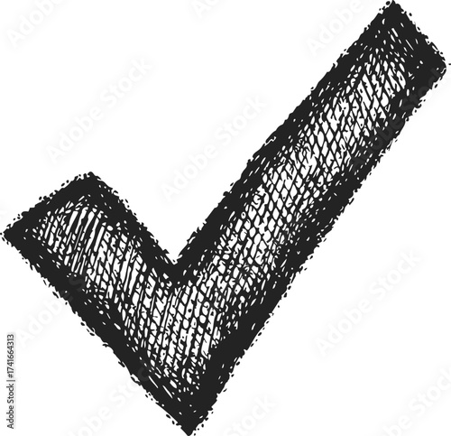 Check mark sketch hand drawn thick textured black tick symbol — stock vector