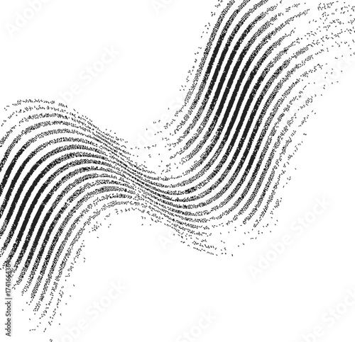 Abstract wave sketch hand drawn curved lines with textured effect — stock vector