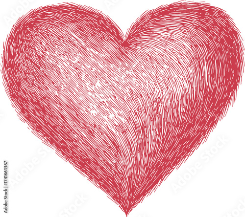Red heart sketch, hand drawn style, textured lines, isolated on white — stock vector
