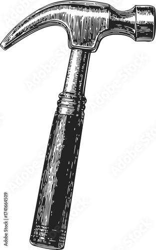 Claw hammer sketch hand drawn style detailed illustration isolated — stock vector