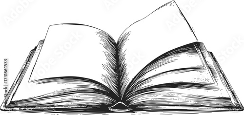 Open book hand drawn sketch line art illustration — stock vector