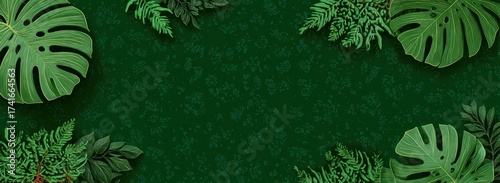 Lush green foliage frames a textured deep-green background, offering a natural, botanical aesthetic