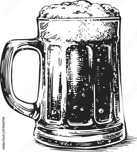 Beer mug sketch hand drawn vintage style illustration — stock vector