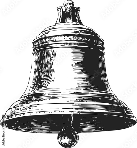 Bell sketch hand drawn vintage style detailed engraving isolated — stock vector