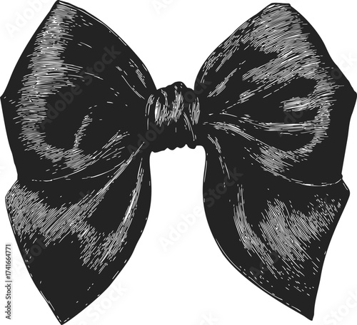 Bow sketch hand drawn vintage style detailed ribbon illustration — stock vector