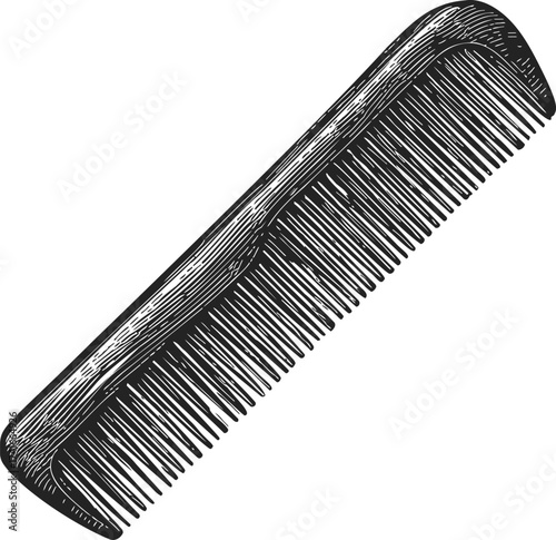 Hair comb sketch hand drawn vintage grooming tool — stock vector