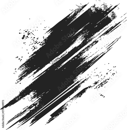 Black brush strokes sketch, hand drawn abstract grunge lines on white — stock vector