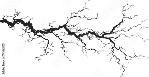 Lightning bolt sketch, hand drawn vector with jagged branching lines — stock vector