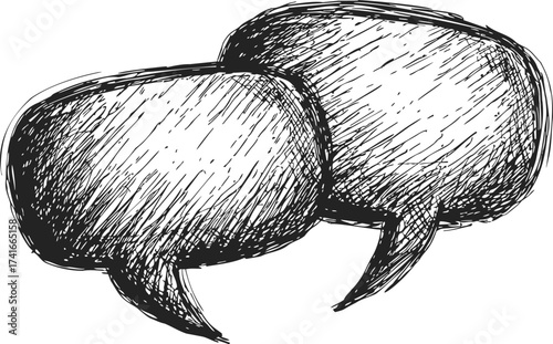 Speech bubbles sketch hand drawn overlapping dialogue empty comic style — stock vector