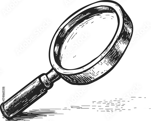 Magnifying glass sketch hand drawn style isolated on white background — stock vector