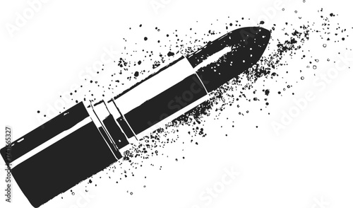 Lipstick sketch hand drawn with splatter effect on white background — stock vector