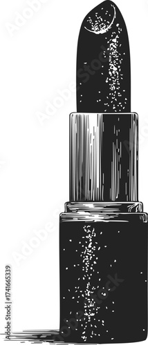 Lipstick sketch hand drawn style detailed cosmetic tube illustration — stock vector