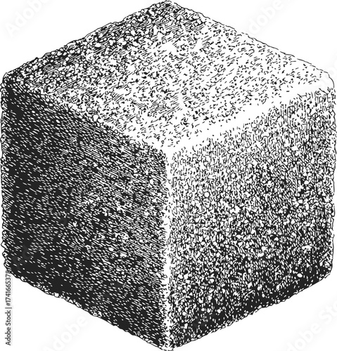 Sugar cube sketch hand drawn detailed textured isolated on white — stock vector