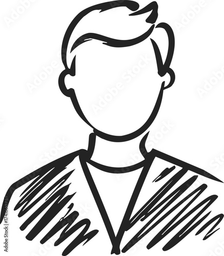 Faceless male avatar sketch hand drawn simple outline portrait — stock vector