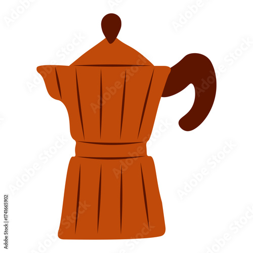 Classic Italian-style Moka pot. Ideal for home brewing, cafe, coffee lover, and kitchen utensil design