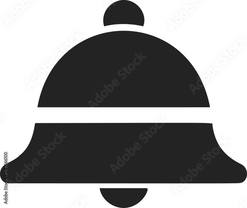 Notification bell vector, minimalist black icon, simple flat silhouette — stock vector
