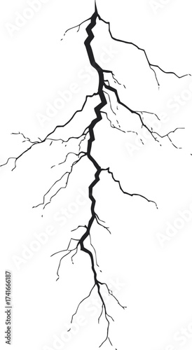 Lightning bolt vector illustration with branching electric discharge pattern — stock vector