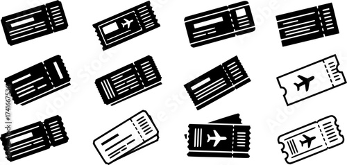 Set of air ticket vector icon