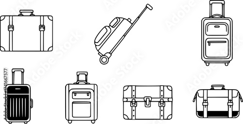 Set of suitcase vector icon