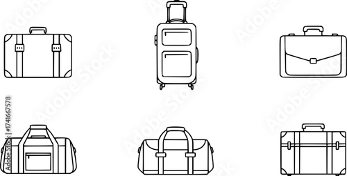 Set of suitcase vector icon
