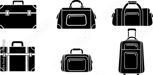 Set of suitcase vector icon