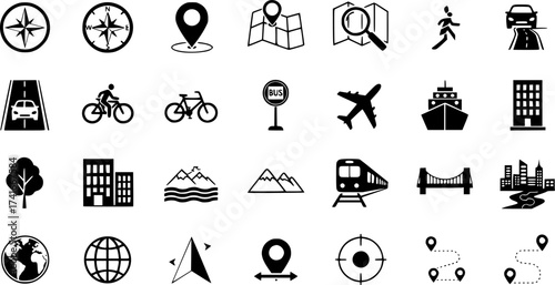 Set of boarding pass vector icon