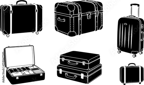 Set of suitcase vector icon