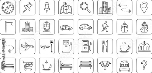 Set of boarding pass vector icon