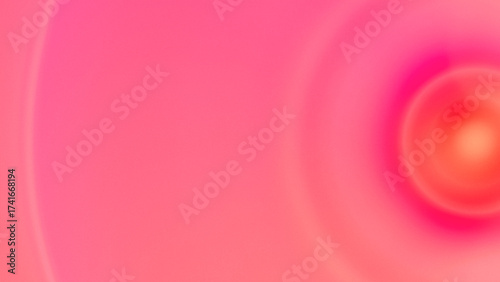 Abstract sun illustration. Sunset or sunrise. Blurred background with circle shapes pattern and gradient in orange, red, peach, soft and bright pink colors. Smooth grain noise texture. Warm, energy