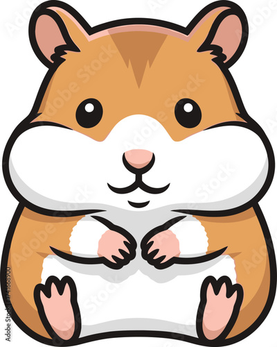 Adorable cartoon hamster with big cheeks and cute paws, perfect for children's books and pet themes.
