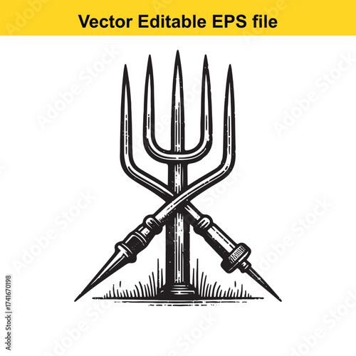 Vector art of crossed pitchforks symbol
