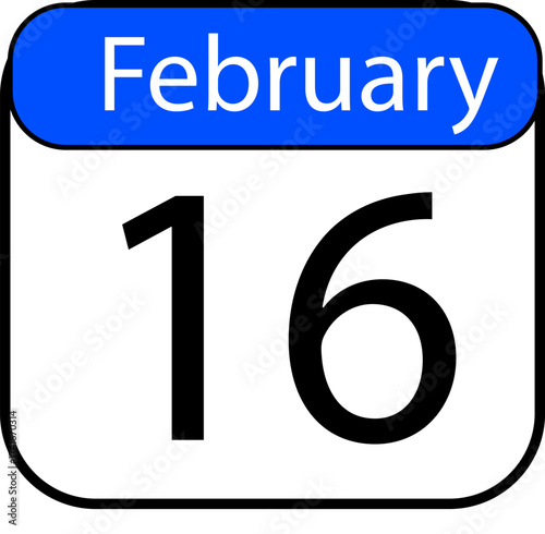 Remember February 16th with this clean calendar design, perfect for social media reminders or marking important dates with a vibrant blue header