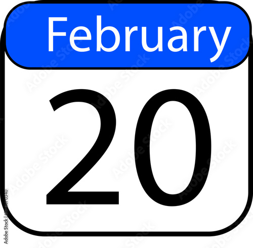 Remember February 20th for important events, appointments, or social media reminders with this vibrant calendar icon for all your scheduling needs