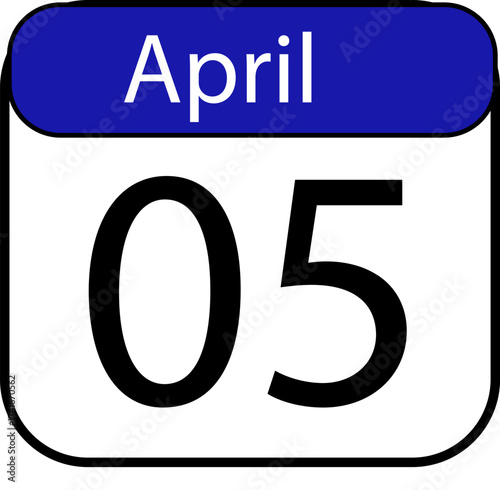 Mark your calendar for April 5th with this bold date illustration, ideal for social media reminders, project planning, and event promotions