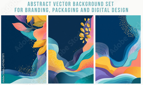 Abstract Vector Background Set with Colorful Organic Shapes for Branding, Packaging, and Digital Design Projects