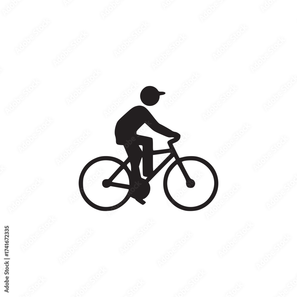 Fototapeta premium Vector art of silhouette of a person riding a bicycle, represents cycling, fitness, and recreation in a minimalist style sport and exercise