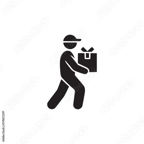 Vector art of delivery man carrying a package courier delivering parcel to customer shipping service, express delivery concept vector illustration