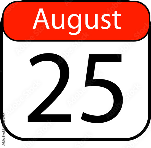 Mark your calendar for August 25th with this clear, bold date graphic, perfect for reminders and planning.