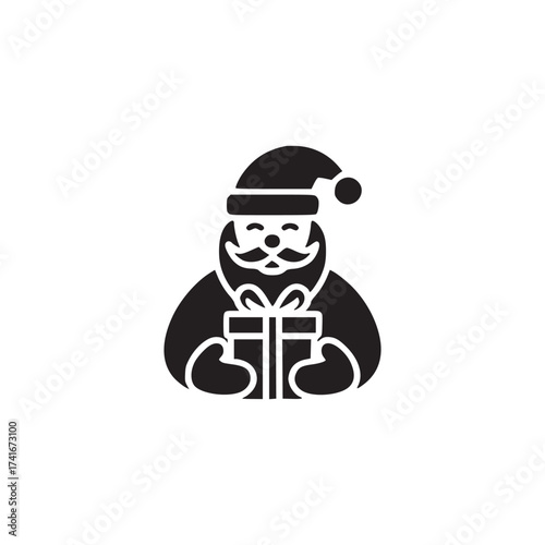 Vector art of santa claus holding a gift christmas icon with santa claus and gift box vector illustration of santa claus with gift box
