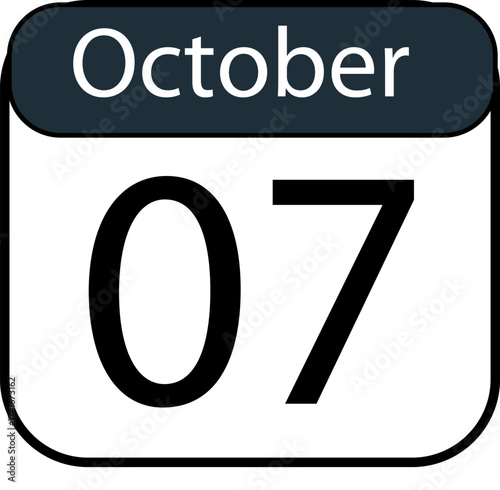 Mark your calendar for October seventh a clear date reminder with bold numbering for important events and deadlines