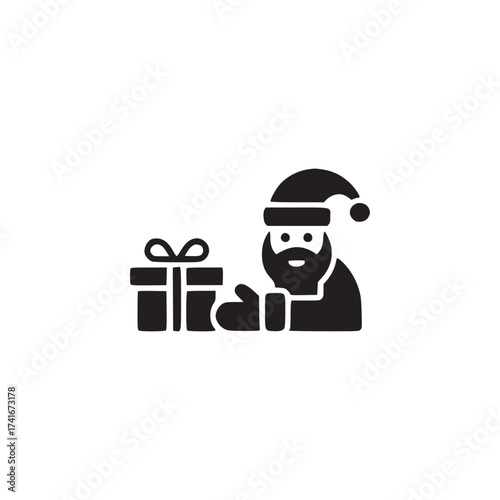 Vector art of santa claus giving a gift christmas icon with santa claus and gift box vector illustration of santa claus with gift box
